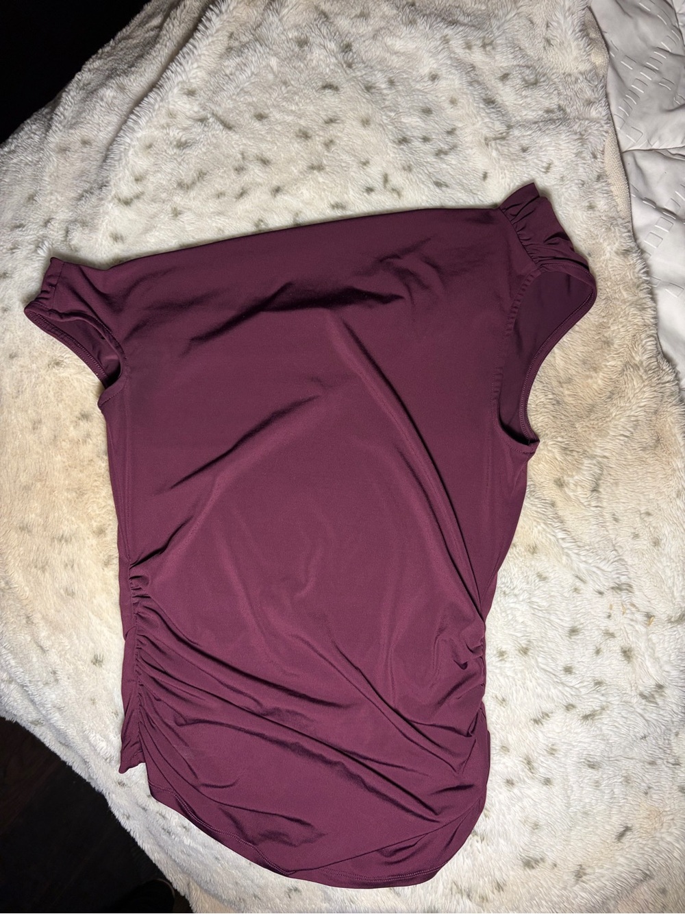 Dynamite Ruched Side Short Sleeve Top - Plum